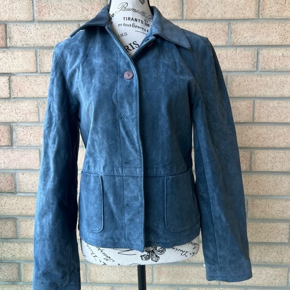 Vintage Blue 100% Leather suede jacket - Picture 5 of 8